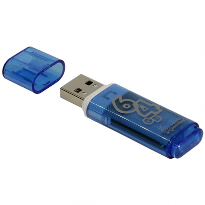 Память "Glossy" 64GB, USB 2.0 Flash Drive, голубой