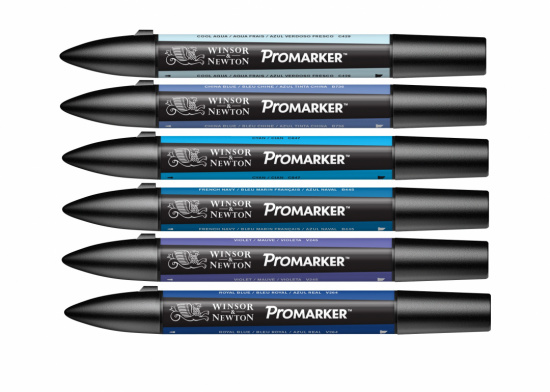 Набор художественных маркеров "Pro", 6 цветов, синие оттенки Набор художественных маркеров "Pro", 6 цветов, синие оттенки