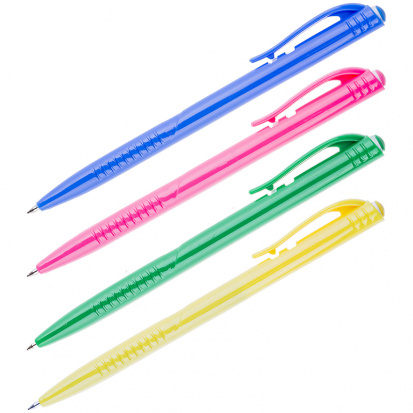 Ручка шариковая автоматическая синяя, 0,7мм, цветной корпус sela25
