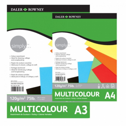 УЦЕНКА Альбом цветной бумаги Daler Rowney "Simply", 120 г/м2 21 лист А4 