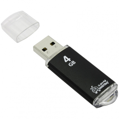 Память "V-Cut" 4GB, USB 2.0 Flash Drive, черный (металл.корпус)