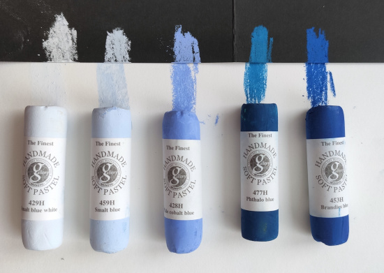 Пастель сухая мягкая круглая ручной работы №459, синяя смальта