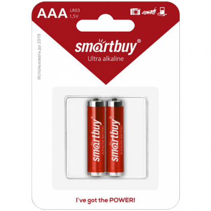 Батарейка SmartBuy AAA (LR03) алкалиновая, BC2 (в упак. 2бат.)