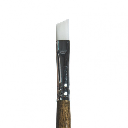 Кисть жемчужная синтетика, скошенная, длинная ручка "1P6G" №10, для масла, акрила, гуаши, темперы