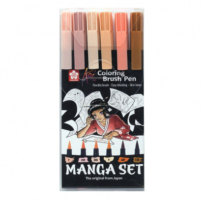 Набор маркеров акварельных Koi кисточка 6цв MANGA sela Набор маркеров акварельных Koi кисточка 6цв MANGA sela