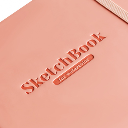 Скетчбук для акварели 40л., 150*200 Greenwich Line, коралловый, 200г/м2, кожзам, на резинке