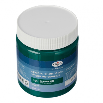 Краска акриловая художественная "Студия", 500мл, банка, зеленая ФЦ