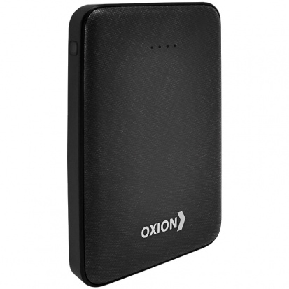 Внешний аккумулятор Oxion Powerbank UltraThin 10000mAh, Li-pol, покр. carbon, индикатор, черный