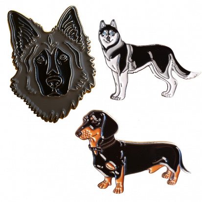 Значки эмалированные "Собаки", 3шт Значки эмалированные "Собаки", 3шт
