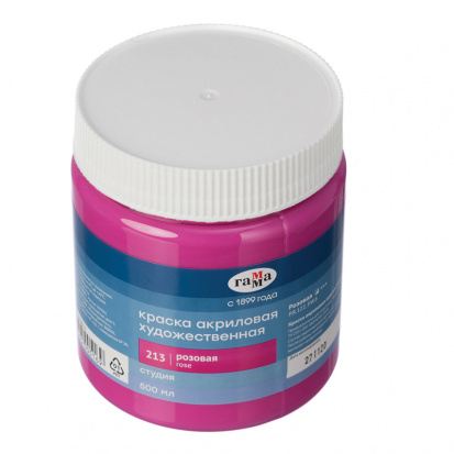 Краска акриловая художественная "Студия", 500мл, банка, розовая
