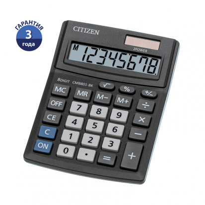 Калькулятор настольный Business Line CMB801-BK, 8 разрядов, двойное питание, 102*137*31мм, черный