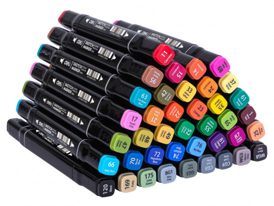 Набор маркеров для скетчинга Deli E70806-40 двойной пиш. наконечник 40цв. текстильная сумка