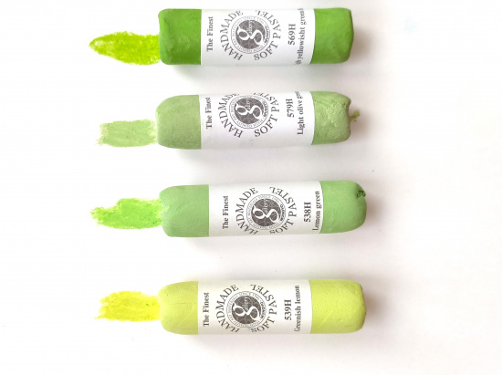 Пастель сухая мягкая круглая ручной работы №538, лимонно-зеленый