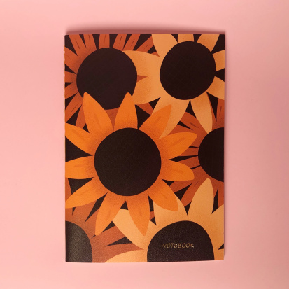 Тетрадь А5 "Sunflower" клетка, 30 л. бумага слоновая кость 90 м/г2, скругленные края, сшивка sela25