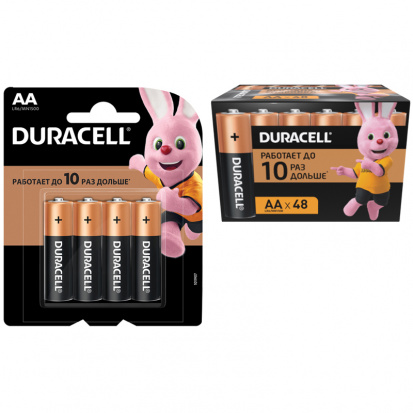 Батарейка Duracell Basic AA (LR06) алкалиновая, 4шт упак. (увеличенная фасовка)