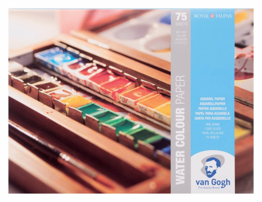 Альбом для акварели "Van Gogh" 300г/м2 30х40см Grain Fin / Cold Pressed 75л склейка по 1 стороне