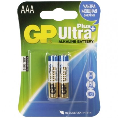 Батарейка GP Ultra Plus AAA (LR03) 24AUP алкалиновая, BC2 (в упак. 2бат.)