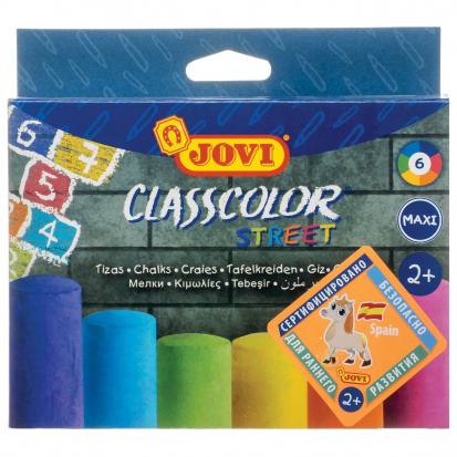 Мел цветной, Набор 6 шт, для рисования на асфальте, круглый