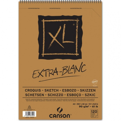 УЦЕНКА CANSON XL Альбом для пастели и угля 90г/м.кв А3 120л Экстра белая спираль