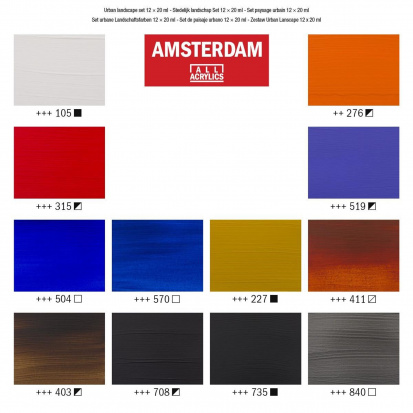 Набор акриловых красок "Amsterdam Standart" 12цв*20мл город