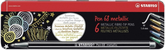 Набор профессиональных фломастеров "Pen 68" 6 цветов, цвета металлик, в металле sela