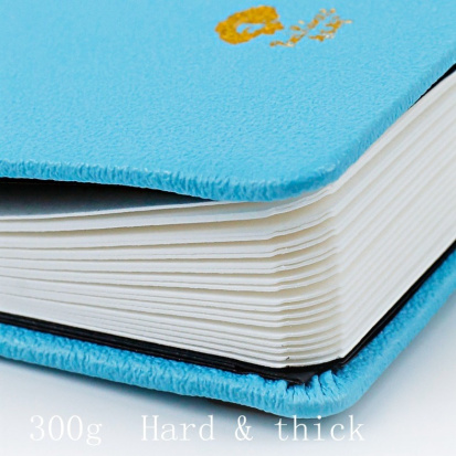 Скетчбук для акварели голубой с резинкой, 300 г/м2, А5 (134х192мм), 100% хлопка, мелкозернистая, 20л