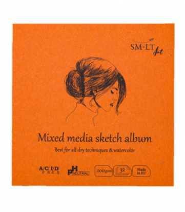 Альбом "Layflat" Mixed media 200г/м2 14х14см 32л белая бумага