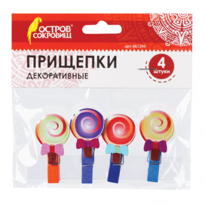 Прищепки декоративные, "Леденцы", 4 штуки, ассорти
