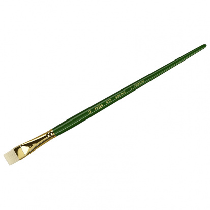 Кисть художественная "Пейзаж", щетина, плоская,  длинная ручка №10