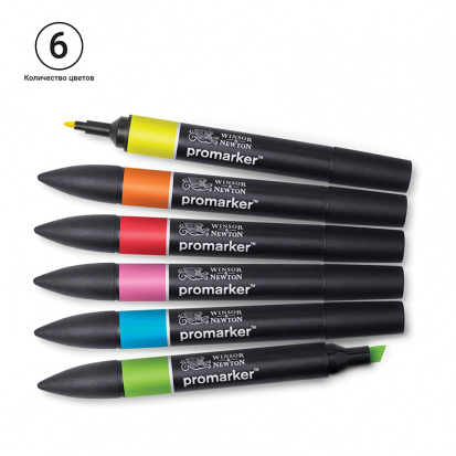 Набор художественных маркеров "Pro", 6 цветов, яркие оттенки