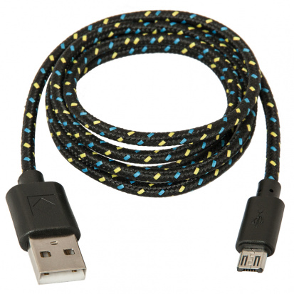 Кабель Defender USB08-03T USB2.0 (A) - microUSB (B), в оплетке, 1М, черный