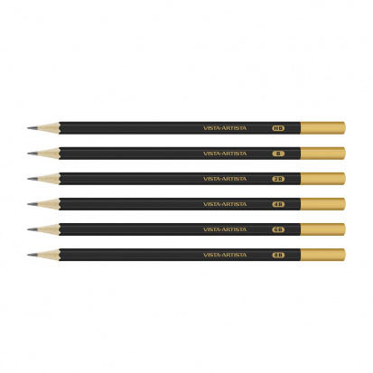 Набор чернографитных карандашей "Academia", 6 шт, HB-8B