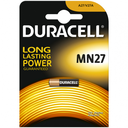 Батарейка Duracell MN27 (27A) 12V алкалиновая, 1BL (в упак. 1бат.)