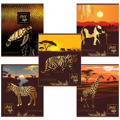 Тетрадь А5, 48 л, клетка, тиснение фольгой, ЗОЛОТО СТИЛЬ