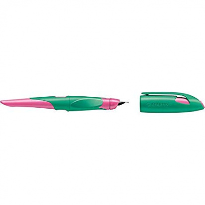 Перьевая ручка "EasyBirdy", корпус розовый/бирюзовый, синий картридж, для левшей sela