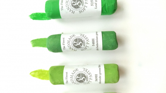 Пастель сухая мягкая круглая ручной работы №548, светлый богемно-зеленый