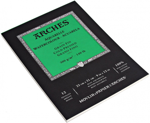 Склейка для акварели Arches 300гр/м, Фин, 23х31см, 12л