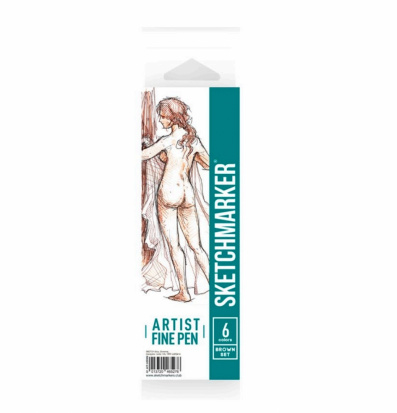 Набор капиллярных ручек Sketchmarker Artist fine pen Brown 6цв Набор капиллярных ручек Sketchmarker Artist fine pen Brown 6цв