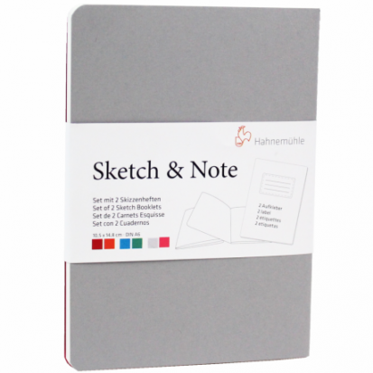 Набор блокнотов "Sketch&Note", 125 г/м2, А5, 2шт х 20л, Серый/Фуксия