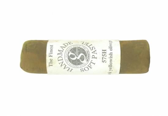 Пастель сухая мягкая круглая ручной работы №575, темно-желтовато-оливково-зеленый