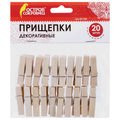 Прищепки декоративные "Классика", 20 штук, 3,5 см, дерево