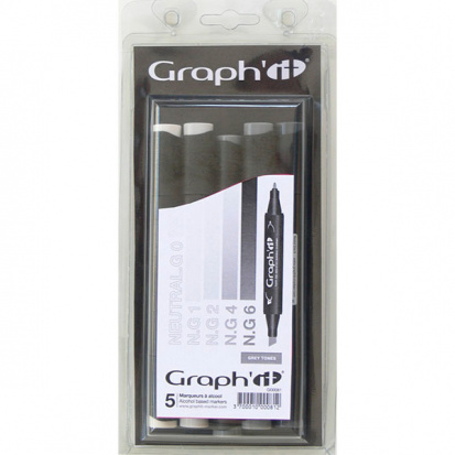 Набор маркеров "Graph IT" 5шт Greys оттенки серого
