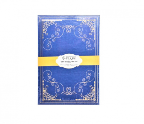 Скетчбук-гармошка для акв, голубой, 300 г/м2, А5 (до 148х21см), 50% хлопок,  среднезернистая sela25