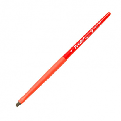 Кисть "Aqua Red flat", соболь-микс плоская, обойма soft-touch, ручка короткая красная №6