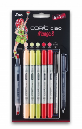 Набор спиртовых маркеров Copic "Ciao", манга 8 5цв + мультилинер 0.3мм 