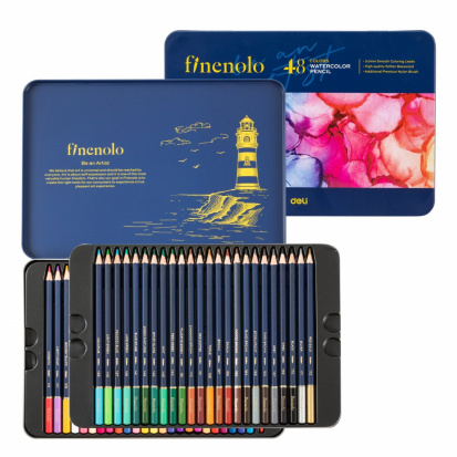 Набор акварельных карандашей Finenolo 48 цветов в металлическом пенале