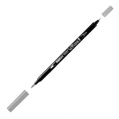 Маркер-кисть двусторонняя "Le Plume II", кисть и ручка 0,5мм, серый