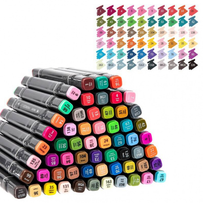 Набор маркеров для скетчинга Deli 70800-60 двойной пиш. наконечник 60цв. пластиковая коробка