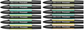 Набор художественных маркеров "Pro", 12 цветов, жёлто-зелёные оттенки
