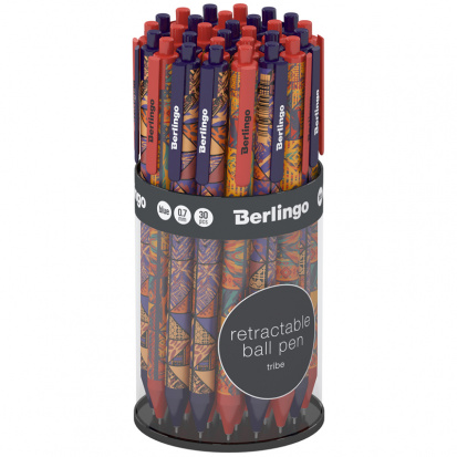 Ручка шариковая автоматическая Berlingo "Tribe" синяя, 0,7мм, грип, рисунок на корпусе, ассорти